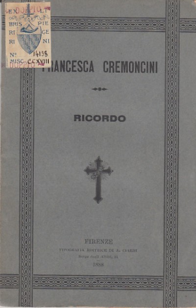 Francesca cremoncini ricordo scritto da antonio cocchi prete dell'oratorio