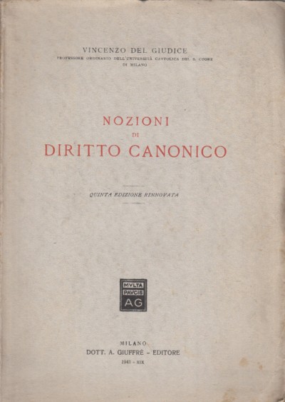 Nozioni di diritto canonico - Del Giudice Vincenzo