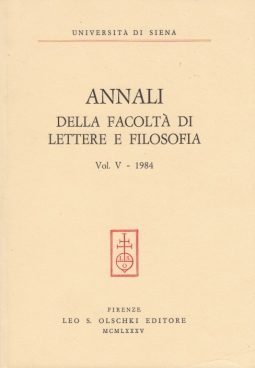 Annali della facoltà di Lettere e Filosofia dell'università di Siena vol. 5 1984