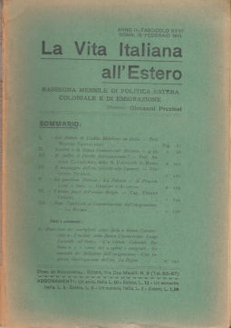 La Vita Italiana all'Estero Anno III Fascicolo XXVI Roma, 15 Febbraio 1915