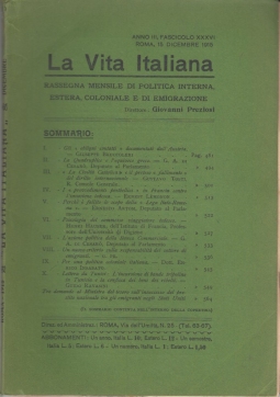 La Vita Italiana Anno III, Fascicolo XXXVI Roma, 15 Dicembre 1915