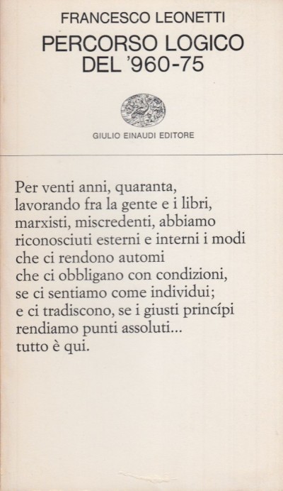Percorso logico del '960-75 - Leonetti Francesco