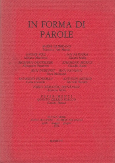 In forma di parole (1991) vol. 2 - Gualerzi Rolando - Scalia Gianni (a Cura Di)